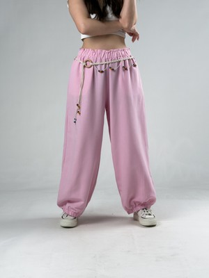 Cocopelli Kemerli Pembe Kadın Baggy Pantolon COC3067