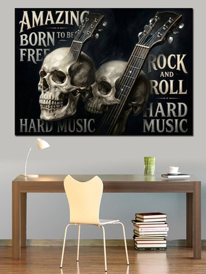 Karizma Tablo Müzik ve Ölüm Rock Sanatı Dekoratif Kanvas - Mdf Ahşap Tablo