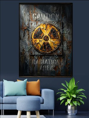 Karizma Tablo Radyasyon Uyarı Levhası ve Pas Dekoratif Kanvas - Mdf Ahşap Tablo