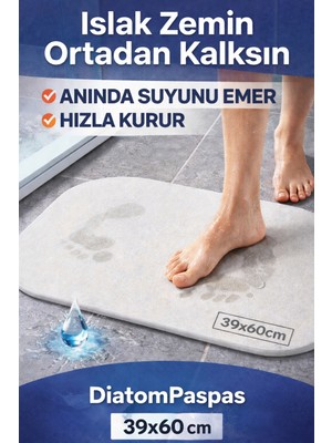 Oval Model Su Emici Taş Paspas - Diyatomit Banyo Matı Suya Doymayan Paspas