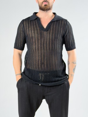 Cocopelli Erkek Siyah Polo Yaka Triko COCK0071