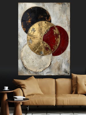 Karizma Tablo Ayın Evrelerini Gösteren Geometrik Sanat Dekoratif Kanvas - Mdf Ahşap Tablo