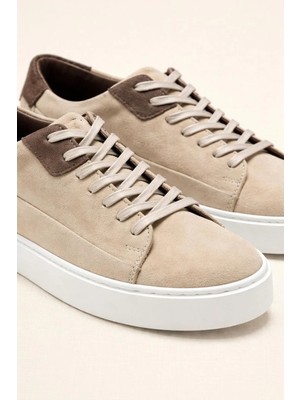 VARNAS Erkek Bej Süet Hakiki Deri Casual Günlük Bağcıklı Sneaker Kauçuk Taban Ayakkabı – Dolce