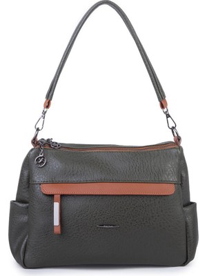 Nas Bag Çok Gözlü Yumuşak ve Hafif Yapılı Çift Askılı Omuz ve Çapraz Çanta ( 30X24 cm ) Haki Taba Victoria