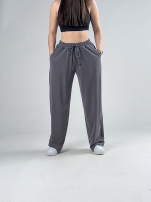 Cocopelli Rahat Kesim Antrasit Kadın Baggy Pantolon COC3101