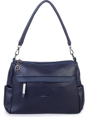 Nas Bag Çok Gözlü Yumuşak ve Hafif Yapılı Çift Askılı Omuz ve Çapraz Çanta ( 30X24 cm ) Lacivert Lopez