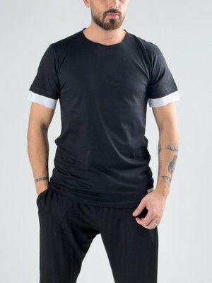 Cocopelli Oversize Beyaz Parçalı Siyah Erkek T-Shirt COC3074