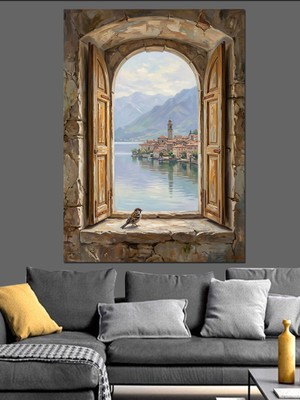 Karizma Tablo Taş Kemerden Nehir ve Şehir Manzarası Dekoratif Kanvas - Mdf Ahşap Tablo