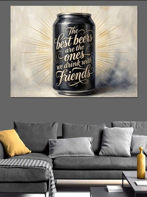 Karizma Tablo Siyah Bira Kutusu Retro Tasarımı Dekoratif Kanvas - Mdf Ahşap Tablo