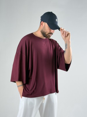 Cocopelli Fakir Kol Bordo Oversize Viscon T-Shirt COC3025