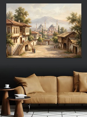Karizma Tablo Tarihi Osmanlı Kasabası ve Sokak Dekoratif Kanvas - Mdf Ahşap Tablo