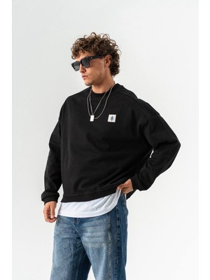 Cocopelli Siyah Tasarım Etnik Sweatshirt COC3063