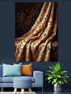 Karizma Tablo Klasik Desenli Şık Kumaş Detayı Dekoratif Kanvas - Mdf Ahşap Tablo