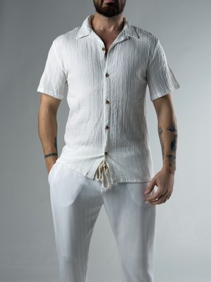 Cocopelli Erkek Soft Dokulu Beyaz Gömlek COCK0092