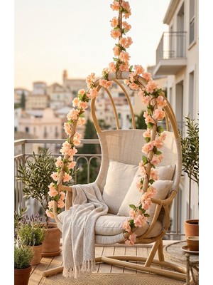 Bakburaya Yapay Çiçekçilik 1 Adet Somon Sakura 2 Metre Sarkan Sarmasik Ev Dekor Masa Süsü