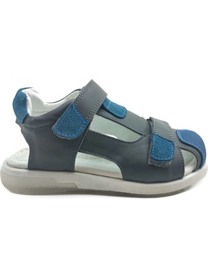 Ortoplus Deri Ortopedik Çocuk Sandalet F OZ600 Gri-Laci