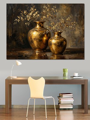 Karizma Tablo Masada Antik Altın Ibrikler Dekoratif Kanvas - Mdf Ahşap Tablo