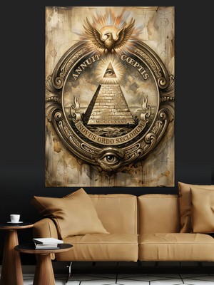Karizma Tablo Piramit ve Her Şeyi Gören Göz Dekoratif Kanvas - Mdf Ahşap Tablo