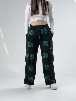 Cocopelli Kargo Cepli Etnik Desenli Kadın Baggy Pantolon COCK0025