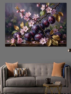 Karizma Tablo Masada Mor Erikler ve Çiçekler Dekoratif Kanvas - Mdf Ahşap Tablo