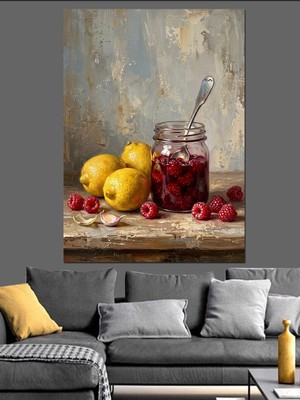 Karizma Tablo Masada Limon ve Vişne Kavanozu Dekoratif Kanvas - Mdf Ahşap Tablo