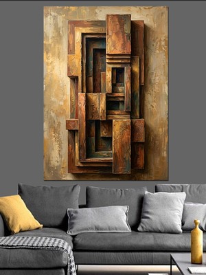 Karizma Tablo Üç Boyutlu Geometrik Ahşap Tasarım Dekoratif Kanvas - Mdf Ahşap Tablo