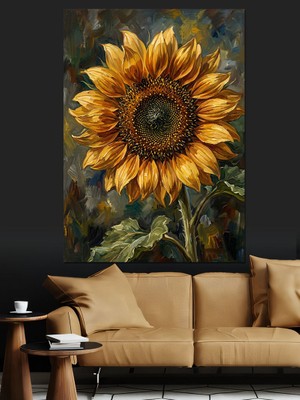 Karizma Tablo Yakın Plan Büyük Sarı Ayçiçeği Dekoratif Kanvas - Mdf Ahşap Tablo