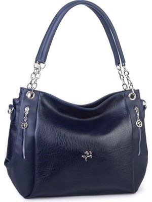 Nas Bag Kadın Büyük Boy Omuz Çantası ( 45X34X21 Cm) Lacivert Victoria