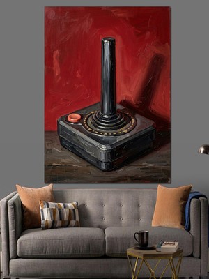 Karizma Tablo Kırmızı Zemin Üzerinde Atari Kolu Dekoratif Kanvas - Mdf Ahşap Tablo