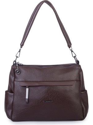 Nas Bag Çok Gözlü Yumuşak ve Hafif Yapılı Çift Askılı Omuz ve Çapraz Çanta ( 30X24 cm ) Kahve Victoria
