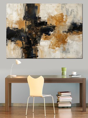 Karizma Tablo Siyah Beyaz Soyut Sanat Çalışması Dekoratif Kanvas - Mdf Ahşap Tablo