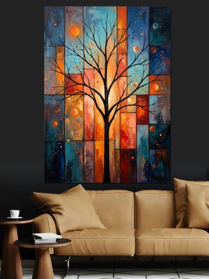 Karizma Tablo Kış Mevsiminde Yalnız Kurumuş Ağaç Dekoratif Kanvas - Mdf Ahşap Tablo