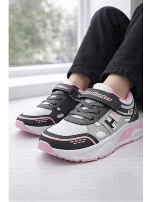 Slipcat Unisex Çocuk Spor Günlük Hafif Taban Cırtlı Bağcıklı Nefes Alabilen Kaymaz Okul ve Günlük Sneaker