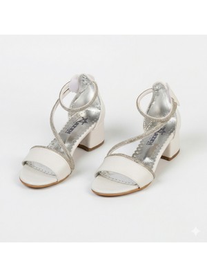 Pico Kids Arz Taşlı 4 cm Kız Çocuk Topuklu Sandalet Abiye Ayakkabı