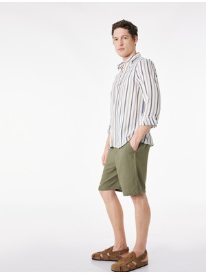 Koton Regular Fit Cepli Bermuda Beli Bağcıklı Şort