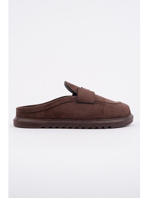 Muggo Vintage Süet Deri Günlük Rahat Önü Kapalı Kadın Loafer Terlik