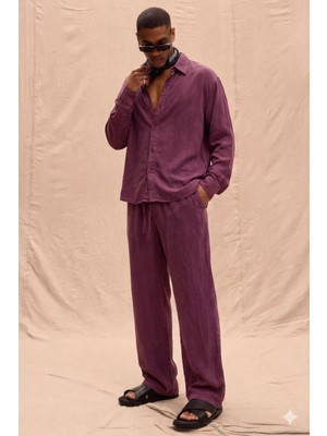 Tarz Cool Erkek Haki Tencel Kumaş Oversize Gömlek Pantolon Takım – Rahat Kesim Yazlık Kombin