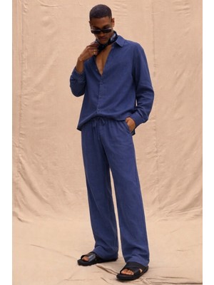 Tarz Cool Erkek Haki Tencel Kumaş Oversize Gömlek Pantolon Takım – Rahat Kesim Yazlık Kombin