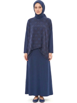 Nuss Desenli Detaylı Pantolonlu Takım 1058 Indigo