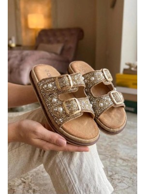 Guja 26Y225 Kadın 36/41 Çift Bant Taşlı Premium Terlik