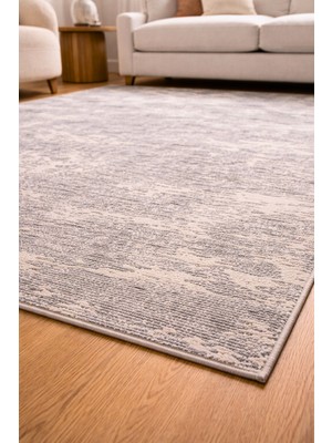 Gümüşsuyu Rustic Gri 17143 Modern Dekoratif Salon Halısı - Kaymaz Taban & Antialerjik