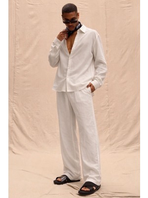 Tarz Cool Erkek Haki Tencel Kumaş Oversize Gömlek Pantolon Takım – Rahat Kesim Yazlık Kombin