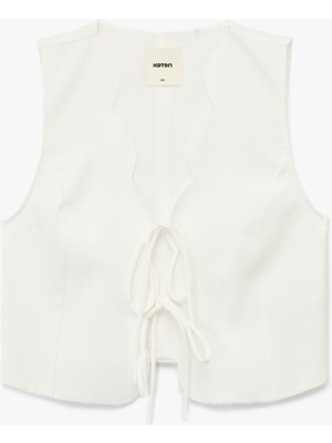 Koton Viskon Kumaş Fiyonklu Önden Bağlama Detaylı Yelek