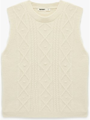 Koton Bisiklet Yaka Saç Örgü Süveter