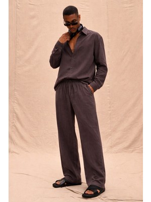 Tarz Cool Erkek Haki Tencel Kumaş Oversize Gömlek Pantolon Takım – Rahat Kesim Yazlık Kombin