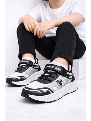 Slipcat Unisex Çocuk Spor Günlük Hafif Taban Cırtlı Bağcıklı Nefes Alabilen Kaymaz Okul ve Günlük Sneaker
