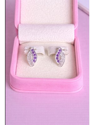 Miraç Gümüş Takı Atölyem 925 Ayar Gümüş Zirkon Taşlı Kız Çocuk Küpesi