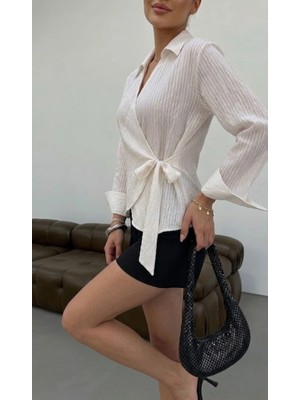 Modal Kumaş Yandan Baglama Detaylı Gömlek