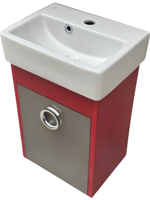 Akademik Mimarlık Turkuaz Seramik Cerastyle Mini 28X45 cm Lavabo (Banyo Dolabı Dahil)