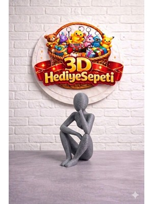 3D Hediye Sepeti Havadaki Heykel Gri